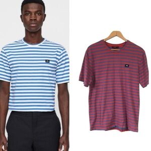 J.LINDEBERG CHARLES PLAIN STRIPE T-SHIRT orange blue size medium